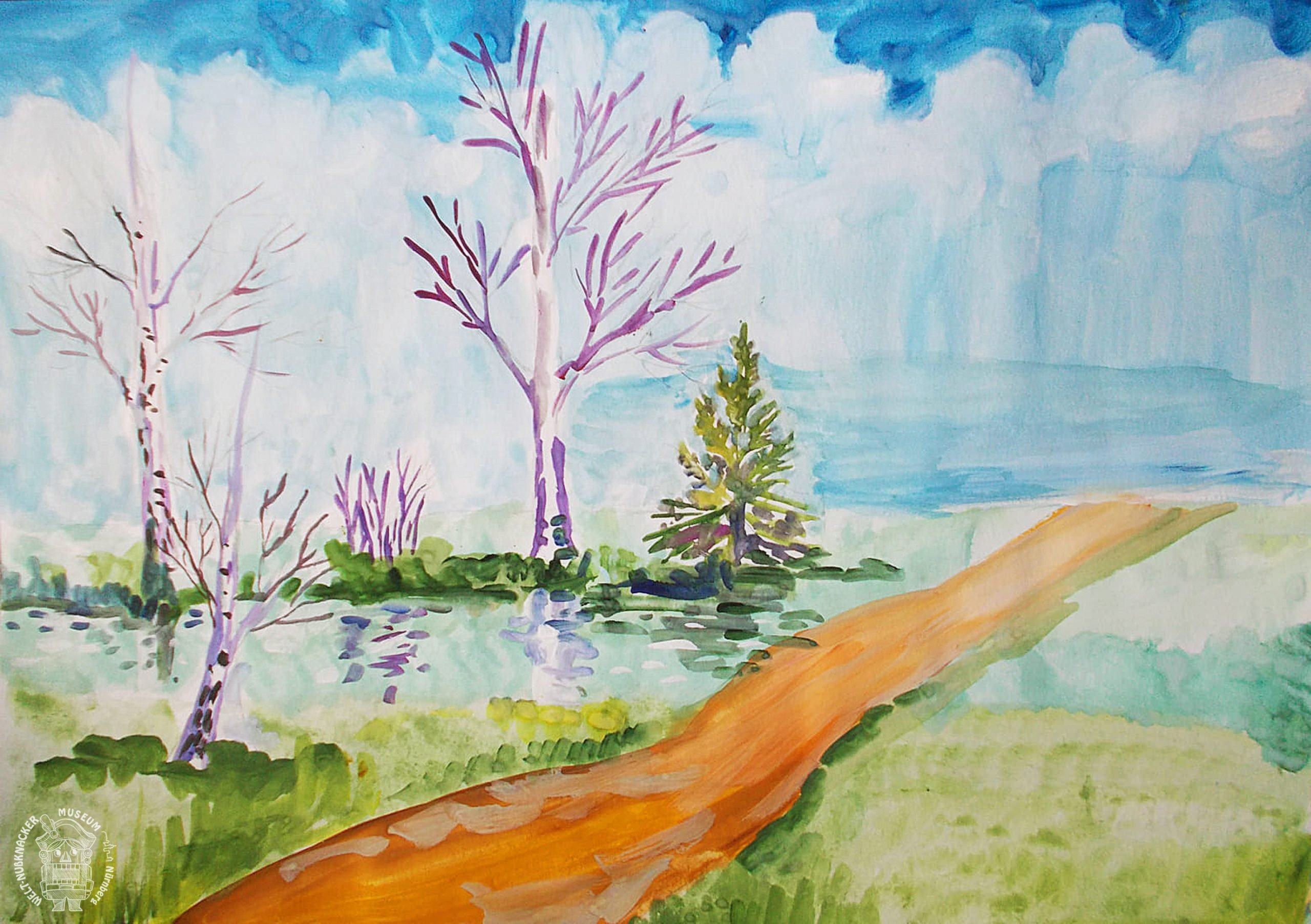 Весенний рисунок 7 класс. Весенний пейзаж для детей. Рисование весеннего пейзажа. Весенний пейзаж рисунок.