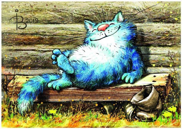 Синий кот рисунок