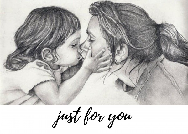 Мама и дочка рисунок карандашом