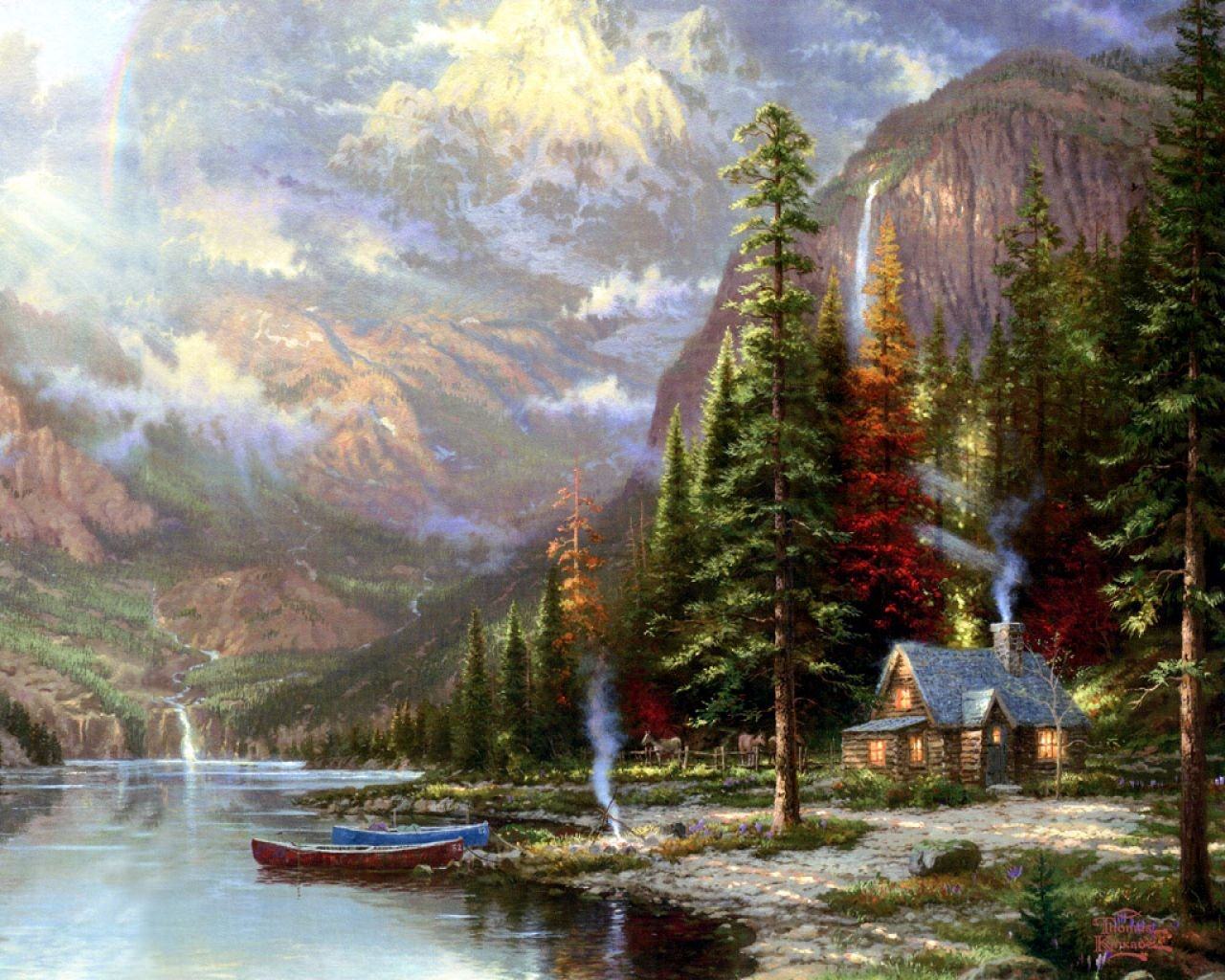 Картины. Томас Кинкаде живопись горы. Горный пейзаж Thomas Kinkade художник. Американский художник Томас Кинкейд картины. Картины пейзажи Томас Кинкейд.