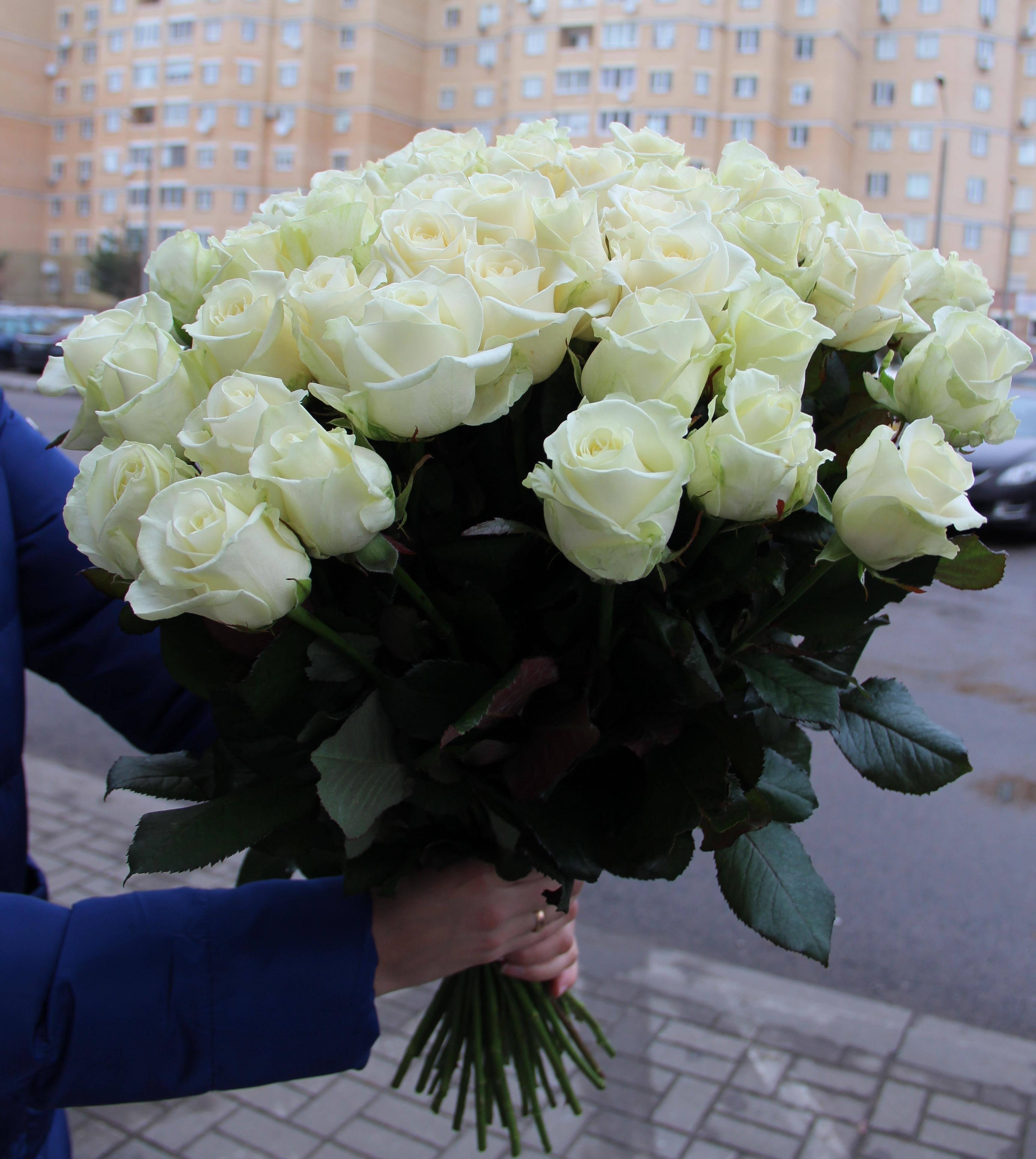 Букет белых роз фото реальные в руках
