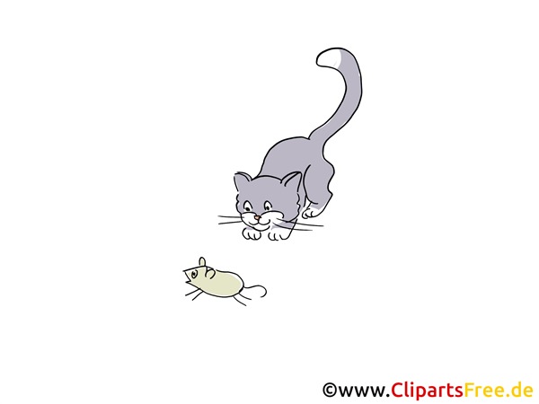 Кот ловит мышь рисунок