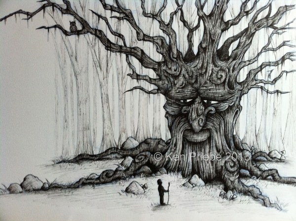 Сказочное дерево рисунок карандашом