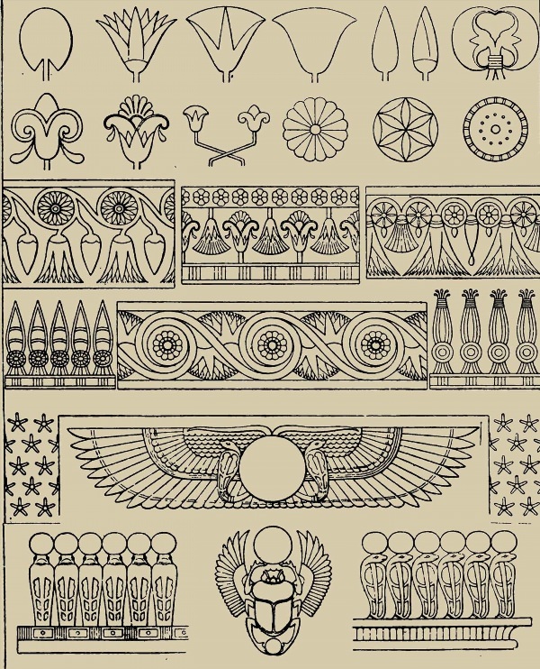 Зарисовка орнамента древнего египта