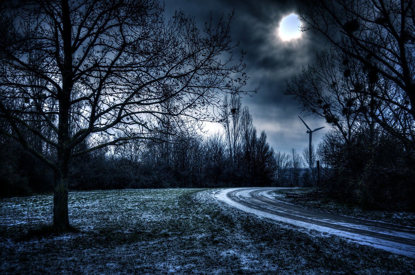 Тема поздней вечером. Мрачный пейзаж. Темный пейзаж. «Ночь в лесу». Мрачный фон.