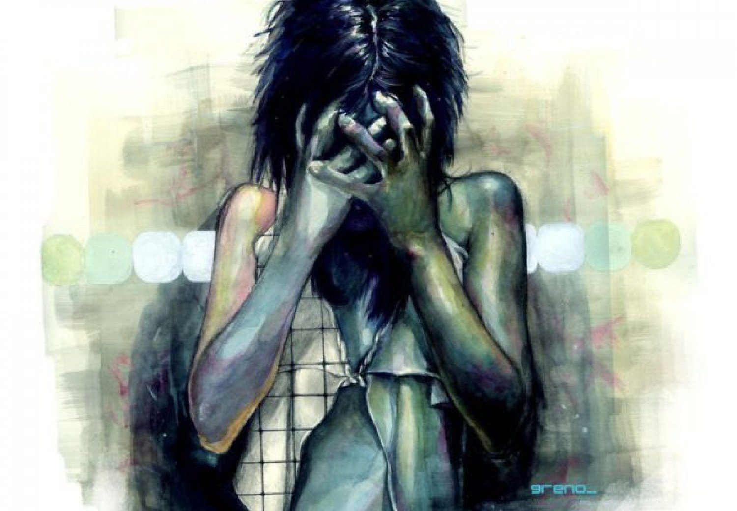 На рисунке изображен человек страдающий заболеванием. Девушка в отчаянии. Страдающий человек арт.