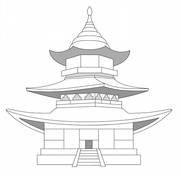 Японская пагода поэтапное рисование