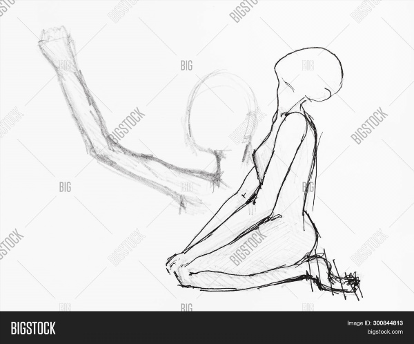 Девушка на коленях рисунок