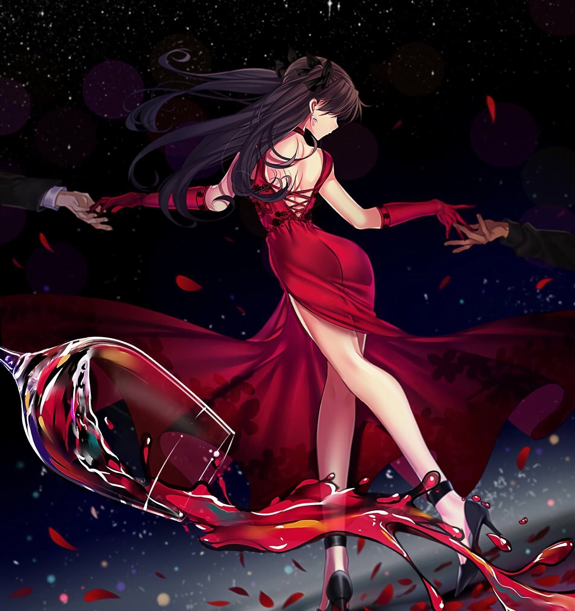 Тосака Рин в Красном платье