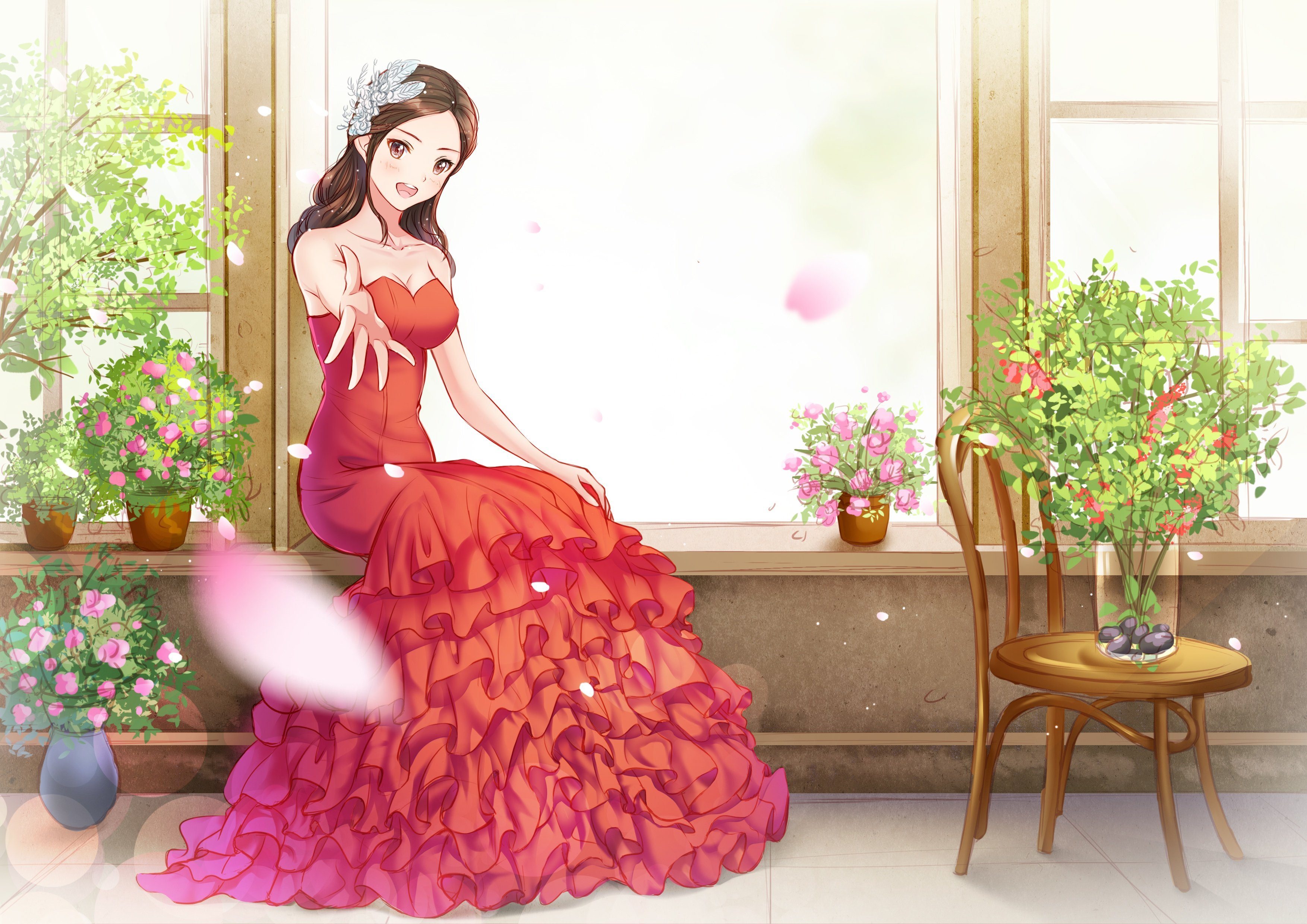 Девушка в платье аниме