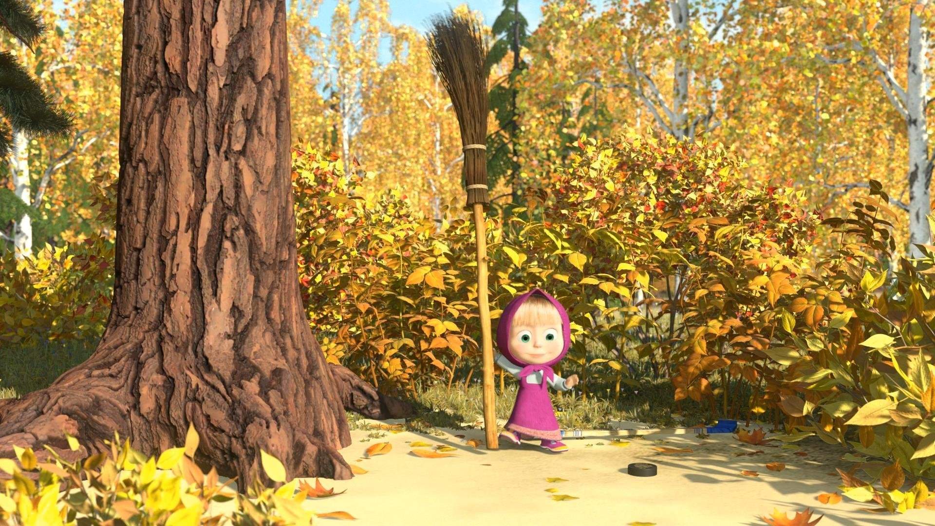 Маша и медведь фонк в лесу. Осенний лес из мультика. Осень из мультфильмов.