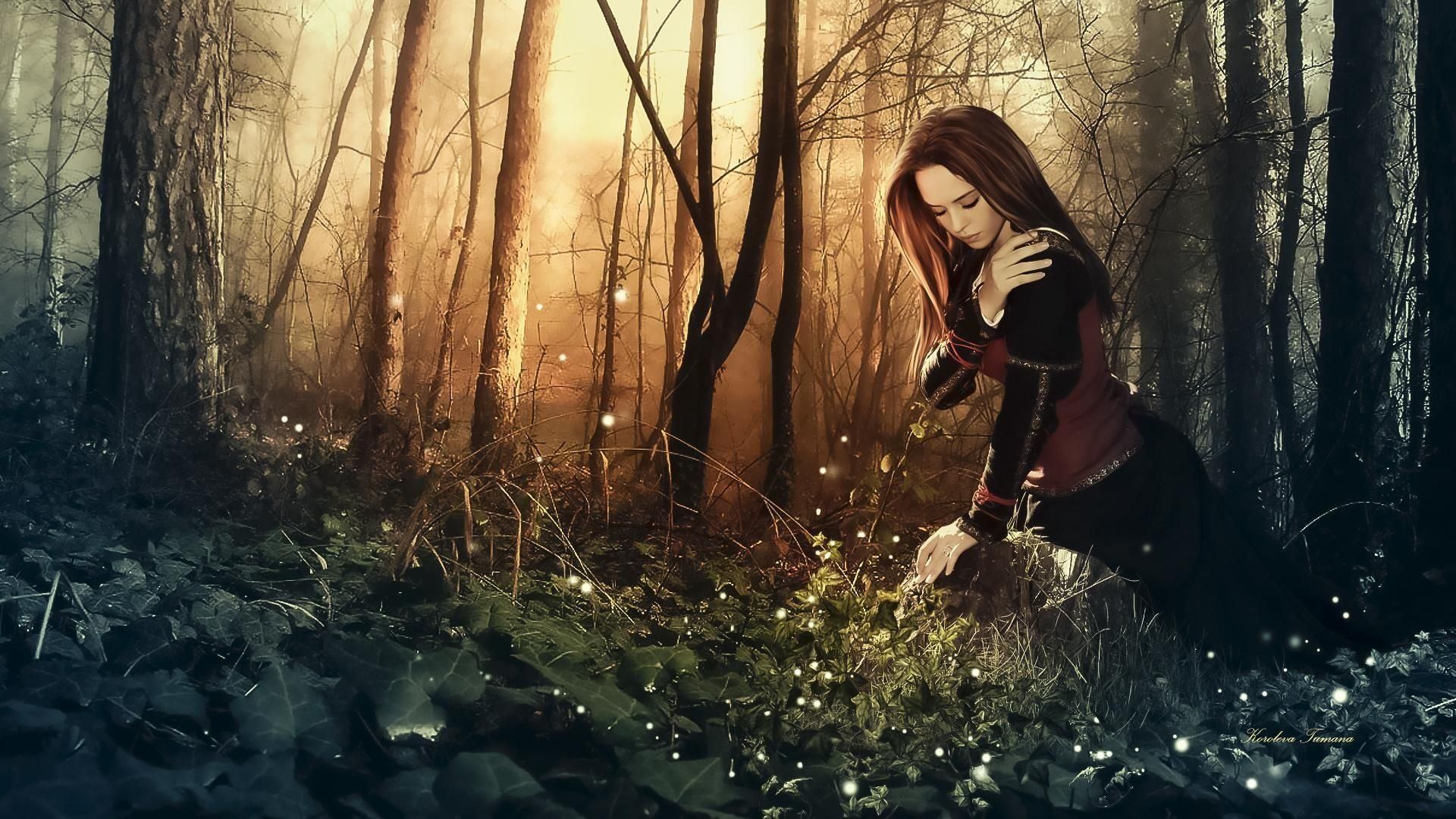 Лесная ведунья книга 2. Ведьма природы. Девушка в лесу фэнтези. Девушка в лесу арт. Девушка в сказочном лесу.