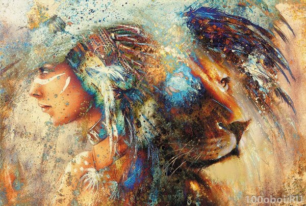 Картина женщина со львом