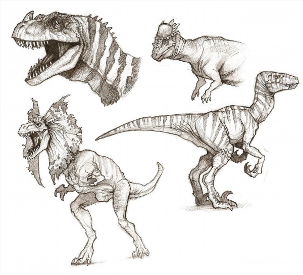 Скетчи динозавров