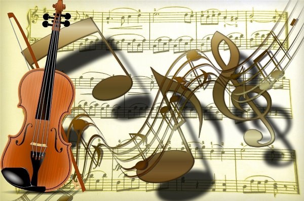 Фоны с нотами и музыкальными инструментами
