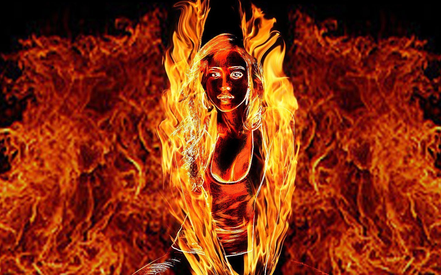 Огненная девушка. Огонь. Женщина огонь. Танец огня.