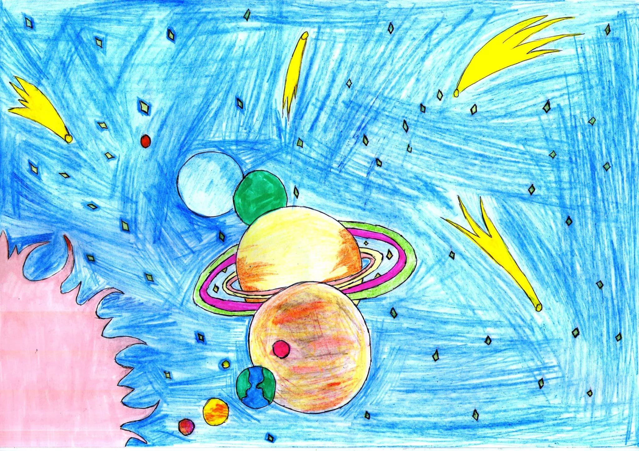 Космос для детей 2 лет. Космос рисунок. Рисунок на тему космос. Рисунок космос для срисовки. Космос рисунок карандашом.