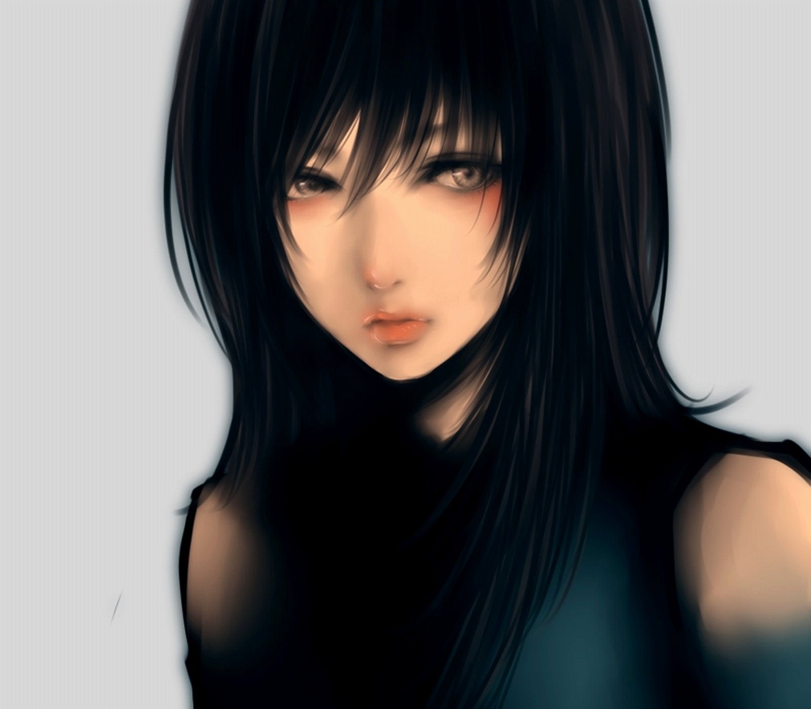 Black hair skins. Черноволосая девушка. Девушка с чёрными волосами и голубыми глазами арт.
