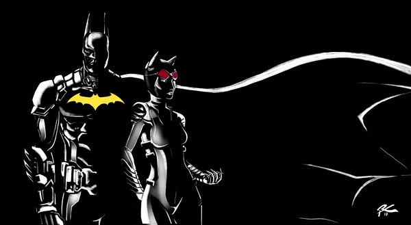 Бэтмен и женщина кошка арт