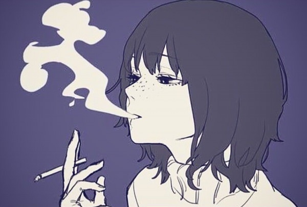 Курящая аниме тян