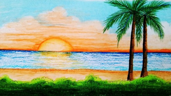 Пейзаж моря рисунок